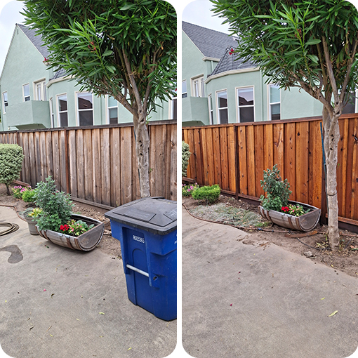 fence stain before after