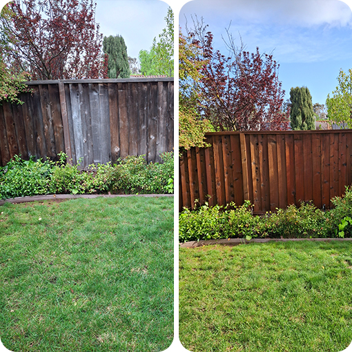 fence stain before after